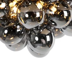 QAZQA Schlafzimmerlampen|Küchenlampen*Design Deckenleuchte schwarz mit Rauchglas 6 Lampen - Uvas