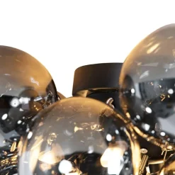 QAZQA Schlafzimmerlampen|Küchenlampen*Design Deckenleuchte schwarz mit Rauchglas 6 Lampen - Uvas
