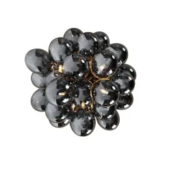 QAZQA Schlafzimmerlampen|Küchenlampen*Design Deckenleuchte schwarz mit Rauchglas 6 Lampen - Uvas