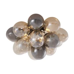 QAZQA Schlafzimmerlampen|Küchenlampen*Design Deckenleuchte Schwarz mit Bernstein- und Rauchglas 4-flammig - Uvas