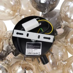 QAZQA Schlafzimmerlampen|Küchenlampen*Design Deckenleuchte Schwarz mit Bernstein- und Rauchglas 4-flammig - Uvas