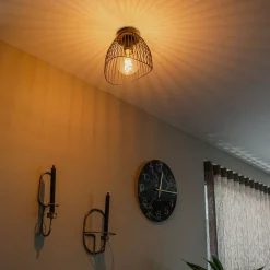 QAZQA Deckenleuchten|Wohnzimmerlampen*Design Deckenleuchte Schwarz Draht 20cm - Pua