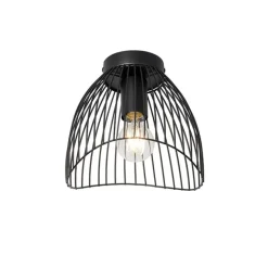 QAZQA Deckenleuchten|Wohnzimmerlampen*Design Deckenleuchte Schwarz Draht 20cm - Pua