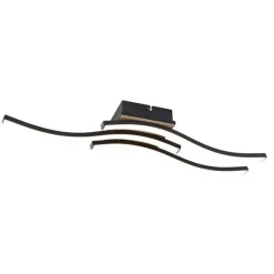 Trio Leuchten Led-Deckenleuchten|Deckenleuchten*Design Deckenleuchte schwarz mit Holz inkl. LED 3-flammig - Vanesa