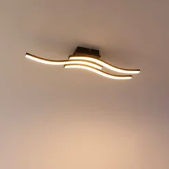 Trio Leuchten Led-Deckenleuchten|Deckenleuchten*Design Deckenleuchte schwarz mit Holz inkl. LED 3-flammig - Vanesa