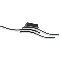 Trio Leuchten Led-Deckenleuchten|Deckenleuchten*Design Deckenleuchte schwarz mit Holz inkl. LED 3-flammig - Vanesa