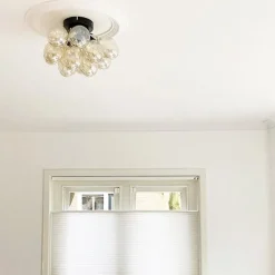 QAZQA Schlafzimmerlampen|Küchenlampen*Design Deckenleuchte schwarz mit Braunglas 3-Licht - Uvas