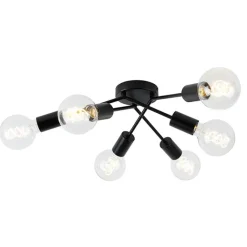 QAZQA Deckenleuchten|Wohnzimmerlampen*Design Deckenleuchte schwarz 6-Licht - Sputnik