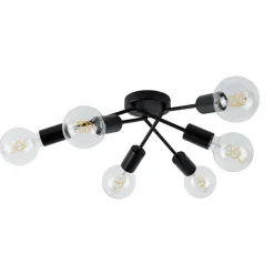 QAZQA Deckenleuchten|Wohnzimmerlampen*Design Deckenleuchte schwarz 6-Licht - Sputnik