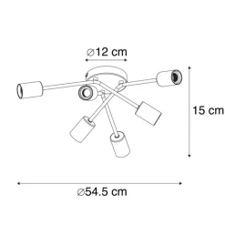 QAZQA Deckenleuchten|Wohnzimmerlampen*Design Deckenleuchte schwarz 6-Licht - Sputnik