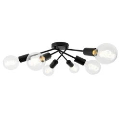 QAZQA Deckenleuchten|Wohnzimmerlampen*Design Deckenleuchte schwarz 6-Licht - Sputnik