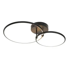 QAZQA Led-Deckenleuchten|Deckenleuchten*Design Deckenleuchte Schwarz inkl. LED 3-stufig dimmbar 2-flammig - Joaniqa