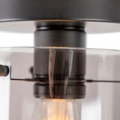 QAZQA Deckenleuchten|Wohnzimmerlampen*Design Deckenleuchte schwarz mit Rauchglas - Kuppel