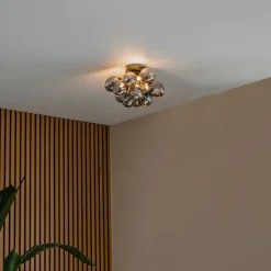 QAZQA Schlafzimmerlampen|Küchenlampen*Design Deckenleuchte schwarz mit Rauchglas 3-Licht - Uvas