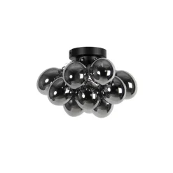 QAZQA Schlafzimmerlampen|Küchenlampen*Design Deckenleuchte schwarz mit Rauchglas 3-Licht - Uvas