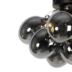 QAZQA Schlafzimmerlampen|Küchenlampen*Design Deckenleuchte schwarz mit Rauchglas 3-Licht - Uvas