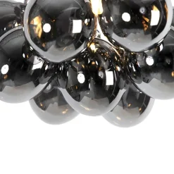 QAZQA Schlafzimmerlampen|Küchenlampen*Design Deckenleuchte schwarz mit Rauchglas 3-Licht - Uvas