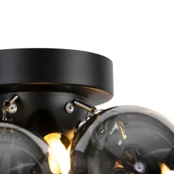 QAZQA Schlafzimmerlampen|Küchenlampen*Design Deckenleuchte schwarz mit Rauchglas 3-Licht - Uvas