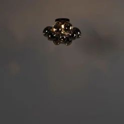 QAZQA Schlafzimmerlampen|Küchenlampen*Design Deckenleuchte schwarz mit Rauchglas 3-Licht - Uvas