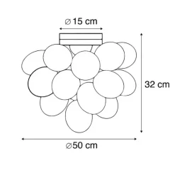 QAZQA Schlafzimmerlampen|Küchenlampen*Design Deckenleuchte Schwarz mit Bernstein- und Rauchglas 6-flammig - Uvas