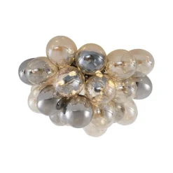 QAZQA Schlafzimmerlampen|Küchenlampen*Design Deckenleuchte Schwarz mit Bernstein- und Rauchglas 6-flammig - Uvas