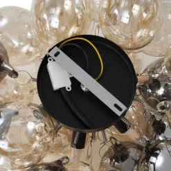 QAZQA Schlafzimmerlampen|Küchenlampen*Design Deckenleuchte Schwarz mit Bernstein- und Rauchglas 6-flammig - Uvas