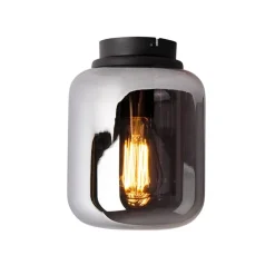 QAZQA Deckenleuchten|Wohnzimmerlampen*Design Deckenleuchte schwarz mit Rauchglas - Bliss