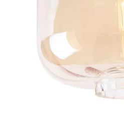 QAZQA Deckenleuchten|Wohnzimmerlampen*Design Deckenleuchte schwarz mit Braunglas - Qara