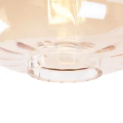 QAZQA Deckenleuchten|Wohnzimmerlampen*Design Deckenleuchte schwarz mit Braunglas - Qara