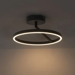 QAZQA Schlafzimmerlampen|Küchenlampen*Design Deckenleuchte schwarz inkl. LED 3-stufig dimmbar - Anello