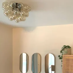 QAZQA Schlafzimmerlampen|Küchenlampen*Design Deckenleuchte schwarz mit Braunglas 6 Lampen - Uvas