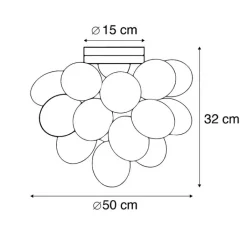 QAZQA Schlafzimmerlampen|Küchenlampen*Design Deckenleuchte schwarz mit Braunglas 6 Lampen - Uvas