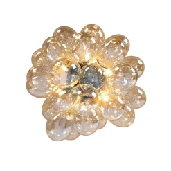 QAZQA Schlafzimmerlampen|Küchenlampen*Design Deckenleuchte schwarz mit Braunglas 6 Lampen - Uvas