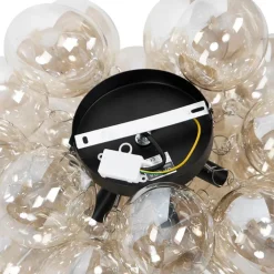 QAZQA Schlafzimmerlampen|Küchenlampen*Design Deckenleuchte schwarz mit Braunglas 6 Lampen - Uvas