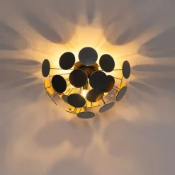 QAZQA Küchenlampen|Deckenleuchten*Design Deckenleuchte Schwarz mit Gold 54cm 3-flammig - Cerchio