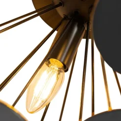 QAZQA Küchenlampen|Deckenleuchten*Design Deckenleuchte Schwarz mit Gold 54cm 3-flammig - Cerchio