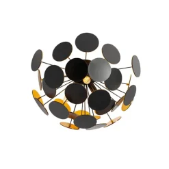 QAZQA Küchenlampen|Deckenleuchten*Design Deckenleuchte Schwarz mit Gold 54cm 3-flammig - Cerchio