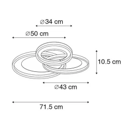 Trio Leuchten Schlafzimmerlampen|Esszimmerlampen*Design Deckenleuchte schwarz inkl. LED 3-stufig dimmbar - Joran