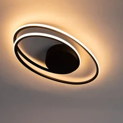 QAZQA Led-Deckenleuchten|Deckenleuchten*Design Deckenleuchte schwarz inkl. LED 3 Stufen dimmbar - Rowan