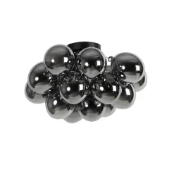 QAZQA Schlafzimmerlampen|Küchenlampen*Design Deckenleuchte schwarz mit Rauchglas 4 Lampen - Uvas