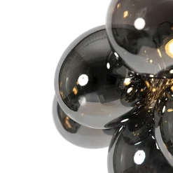 QAZQA Schlafzimmerlampen|Küchenlampen*Design Deckenleuchte schwarz mit Rauchglas 4 Lampen - Uvas