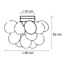 QAZQA Schlafzimmerlampen|Küchenlampen*Design Deckenleuchte schwarz mit Rauchglas 4 Lampen - Uvas