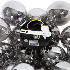 QAZQA Schlafzimmerlampen|Küchenlampen*Design Deckenleuchte schwarz mit Rauchglas 4 Lampen - Uvas