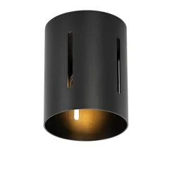 QAZQA Deckenleuchten|Wohnzimmerlampen*Design Deckenleuchte Schwarz mit Lichteffekt - Yana