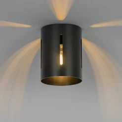 QAZQA Deckenleuchten|Wohnzimmerlampen*Design Deckenleuchte Schwarz mit Lichteffekt - Yana