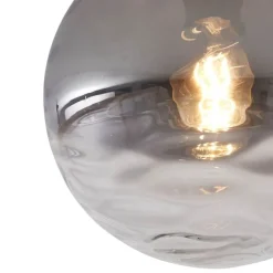 QAZQA Deckenleuchten|Wohnzimmerlampen*Design Deckenleuchte Schwarz mit Rauchverlauf Glas - Pillon