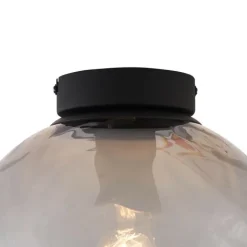 QAZQA Deckenleuchten|Wohnzimmerlampen*Design Deckenleuchte Schwarz mit Rauchverlauf Glas - Pillon