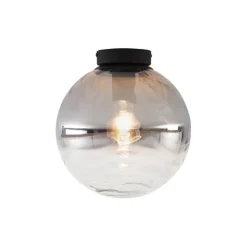 QAZQA Deckenleuchten|Wohnzimmerlampen*Design Deckenleuchte Schwarz mit Rauchverlauf Glas - Pillon