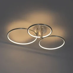 QAZQA Led-Deckenleuchten|Deckenleuchten*Design Deckenleuchte Stahl inkl. LED 3-stufig dimmbar 3-flammig - Joaniqa