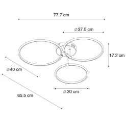 QAZQA Led-Deckenleuchten|Deckenleuchten*Design Deckenleuchte Stahl inkl. LED 3-stufig dimmbar 3-flammig - Joaniqa